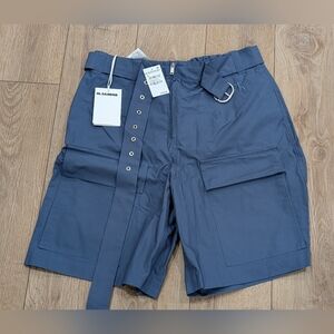 $1410 Mens JIL SANDER Belted Cargo Trouser Shorts French Blue 50 US 34